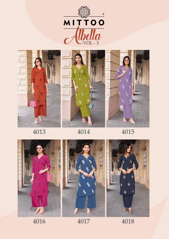 Mittoo albella vol 3 coord set Kurti wholesale prices